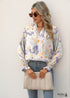 Boho White V-neck Tie Print Shirt
