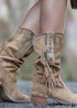 Chunky Heel Boho Tassel Women's Boots