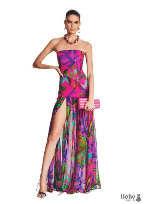 Fashion Printed Tube Top Dress