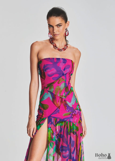 Fashion Printed Tube Top Dress