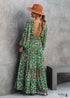 Floral Green Boho Maxi Dress