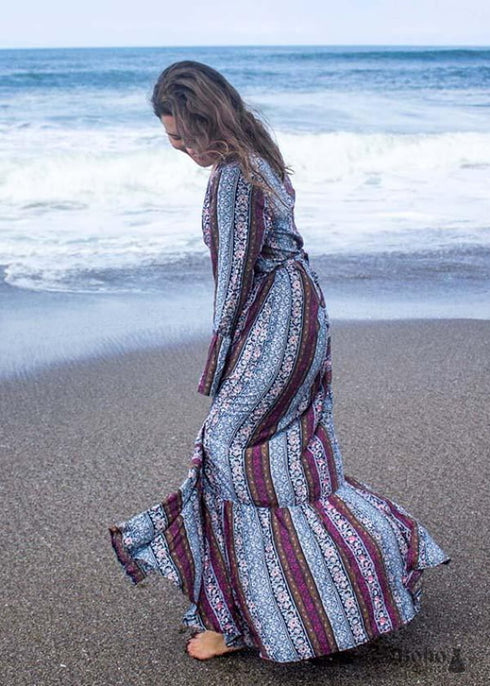 Floral Printed Boho Folk Maxi Dress Ada