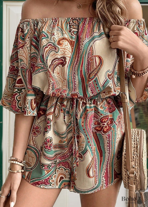 Gamila Boho Print Off-the-shoulder Jumpsuit