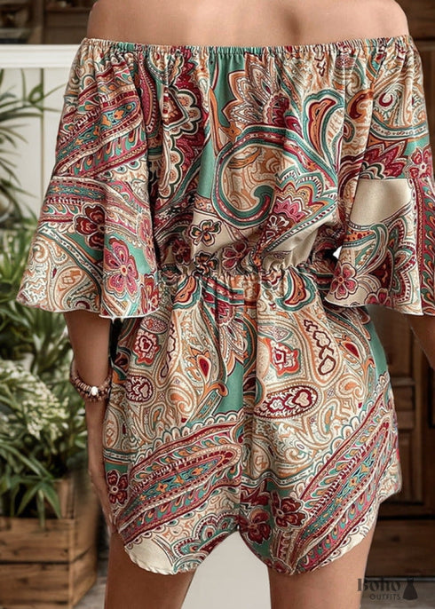 Gamila Boho Print Off-the-shoulder Jumpsuit
