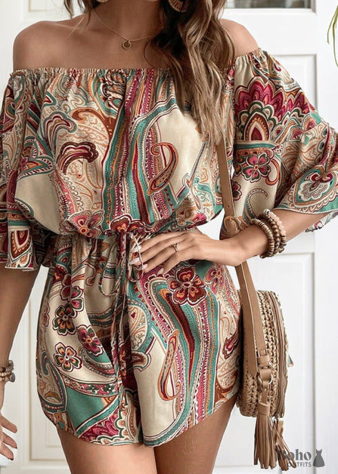 Gamila Boho Print Off-the-shoulder Jumpsuit