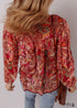 Multicolour Ethnic Paisley Print Tassel Tie Puff Sleeve Boho Blouse