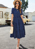 Navy Blue Boho Midi Dress