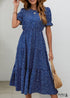 Navy Blue Boho Midi Dress