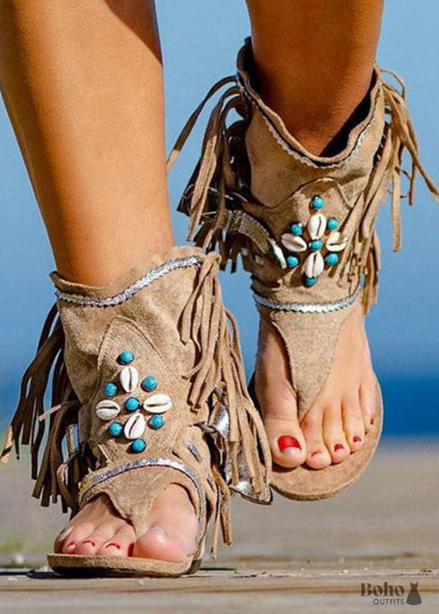 New Boho Tassel Flat Flip Flops