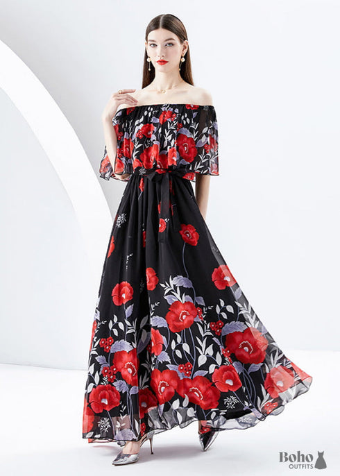 One-shoulder Ruffle Dress