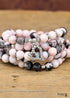Pink Zebra Stone Wrap Bracelet 108 Beads Yoga Boho Necklace