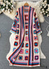 Printed Hollow Long-sleeved Cape Boho Cardigan
