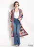 Printed Hollow Long-sleeved Cape Boho Cardigan