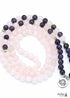 Collar bohemio de loto con 108 cuentas de mala de cuarzo rosa y amatista