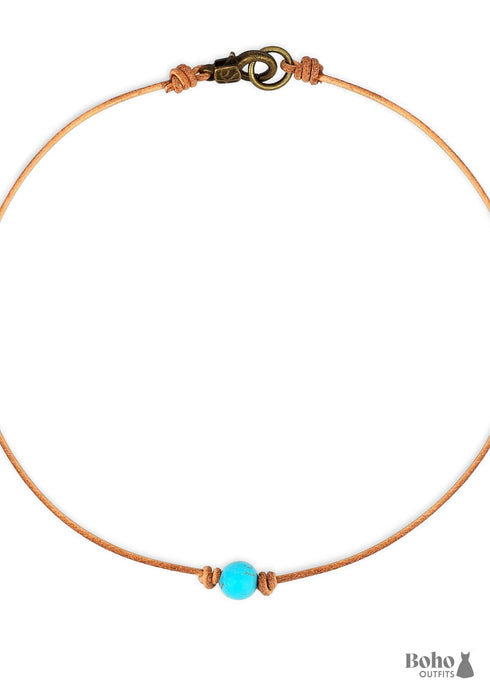Collar bohemio sencillo de turquesa azul para clavícula