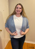 Summer Knit 3/4 Sleeves Gray Blue Boho Cardigan