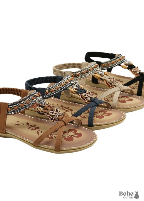 Sunlit Serenade:Boho Flat Sandals