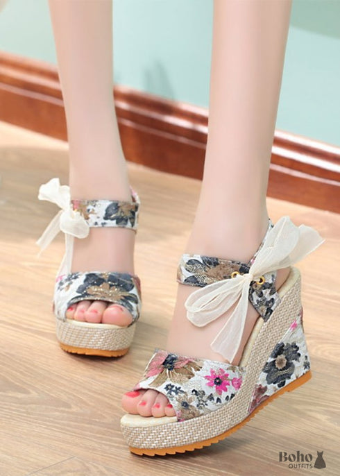 Wedge Heel Platform Boho Shoes