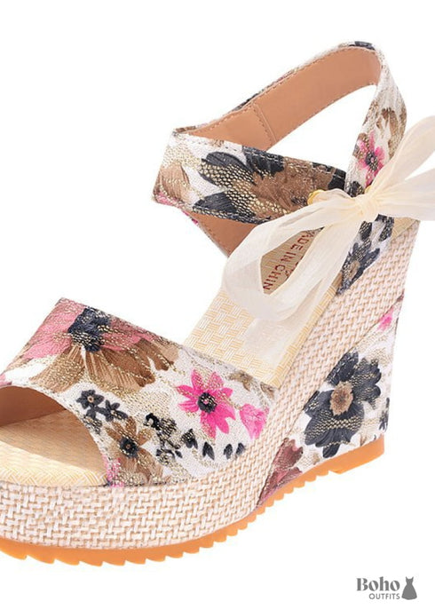 Wedge Heel Platform Boho Shoes
