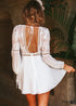 White Boho Lace Backless Dress