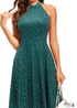 Women's Boho Stand Neck Off Shoulder Sleeveless Dress