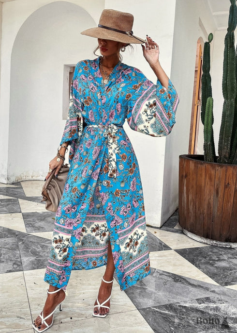 Women’s Chic India Boho Kimono - Blue Dress