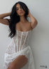 Women's Sexy Lace Mesh Off-Shoulder Tube Top Semi-Sheer Bodycon Dress