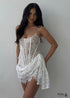 Women's Sexy Lace Mesh Off-Shoulder Tube Top Semi-Sheer Bodycon Dress