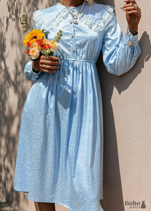 Vestido midi bohemio azul bebé