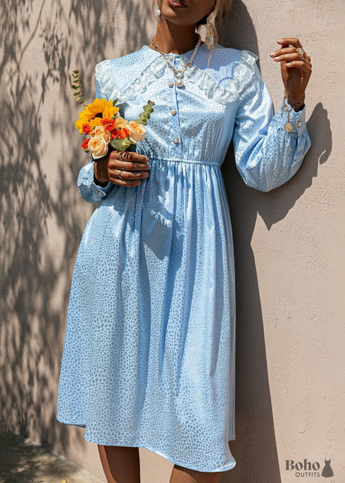 Vestido midi bohemio azul bebé