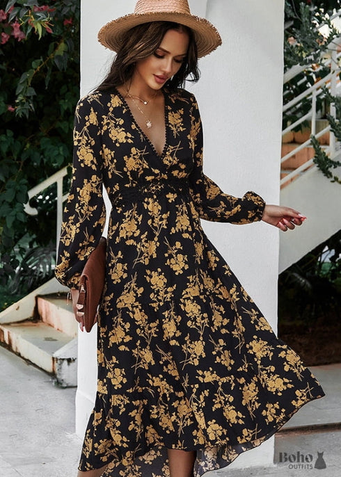 black boho bridesmaid dress