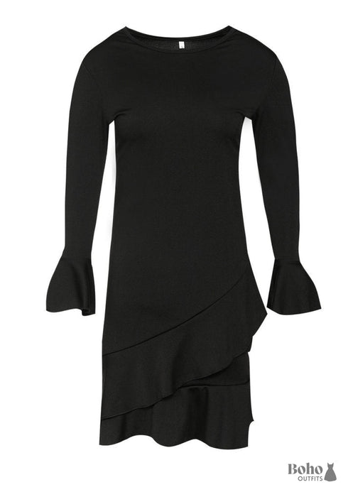 black boho dress short