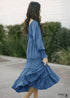 Vestido midi bohemio azul con mangas