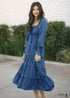 Vestido midi bohemio azul con mangas
