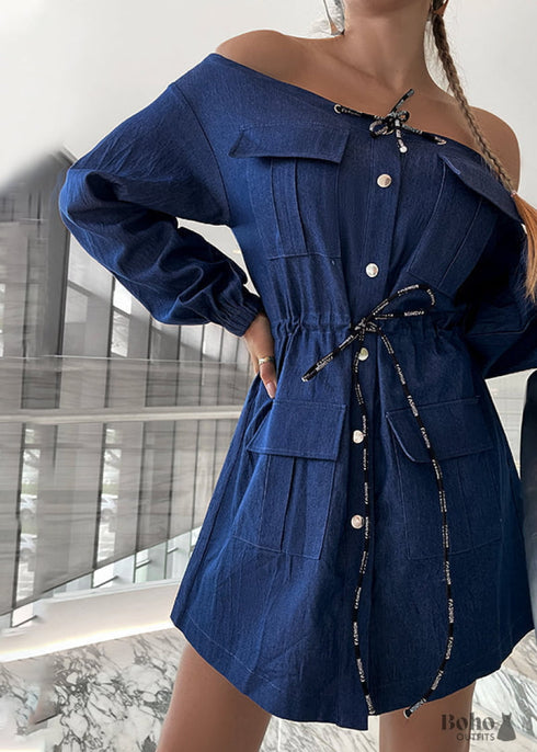 Minivestido hippie de mezclilla azul