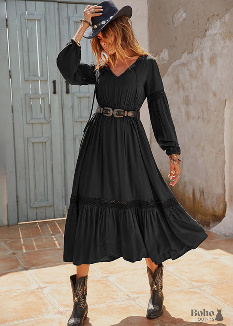 Bohemian Style black ruffle dress - Boho Dress Official Bohemian Style black ruffle dress - Boho Dress Official