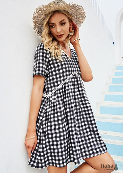 Boho Black And White Mini Dress Rowan