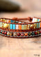 Pulsera Boho de Cuero de 2 Capas con Piedra Cristal Marrón