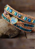 Pulsera Boho, Pulsera de Cuero de 3 Capas, Corazón de Ágata Jaspe