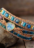 Pulsera Boho, Pulsera de Cuero de 3 Capas, Corazón de Ágata Jaspe