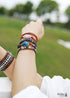 Pulsera Boho de Cuero de 3 Capas con Corazón de Jaspe y Apatita