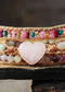 Boho Bracelet, 3 Layers Leather Wrap Bracelet, Tourmaline Rose Heart