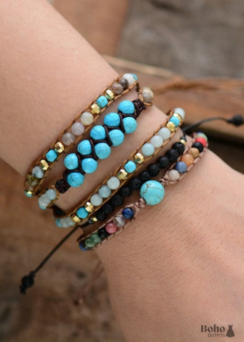 Pulsera Boho, Pulsera de la Amistad, Turquesa Azul