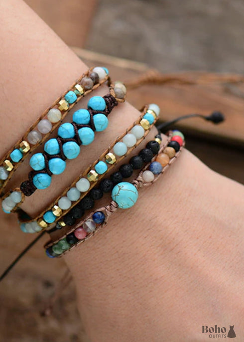Pulsera Boho, Pulsera de la Amistad, Turquesa Azul