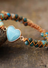 Boho Bracelet, Friendship Bracelet, Macrame Bracelet, Blue Heart Amazonite