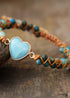 Pulsera Boho, Pulsera de la Amistad, Pulsera de Macramé, Amazonita Corazón Azul