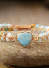 Pulsera Boho, Pulsera de la Amistad, Pulsera de Macramé, Amazonita Corazón Azul