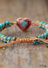 Pulsera Boho, Pulsera de la Amistad, Pulsera de Macramé, Jaspers de Corazón Rojo