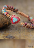 Pulsera Boho, Pulsera de la Amistad, Pulsera de Macramé, Jaspers de Corazón Rojo