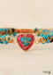 Pulsera Boho, Pulsera de la Amistad, Pulsera de Macramé, Jaspers de Corazón Rojo